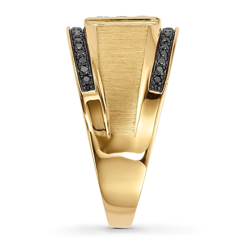 Main Image 3 of Men's Black/White Diamond Band 5/8 ct tw 10K Yellow Gold