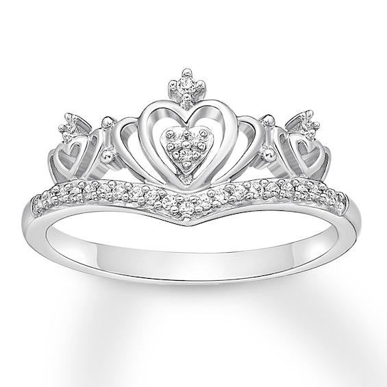Diamond Crown Ring 1/10 ct tw Round-cut Sterling Silver