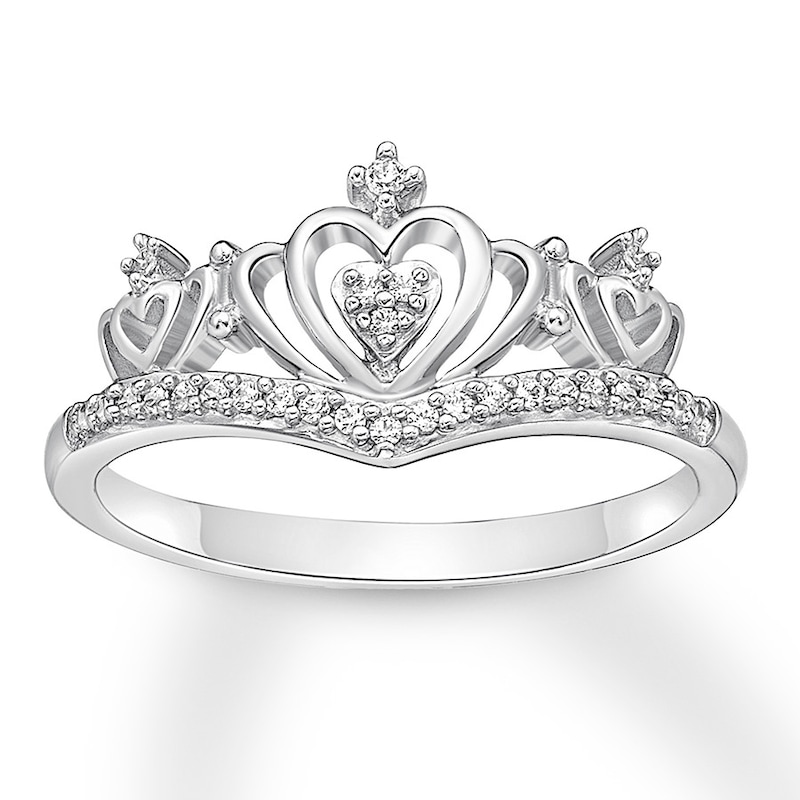 Diamond Crown Ring 1/10 ct tw Round-cut Sterling Silver