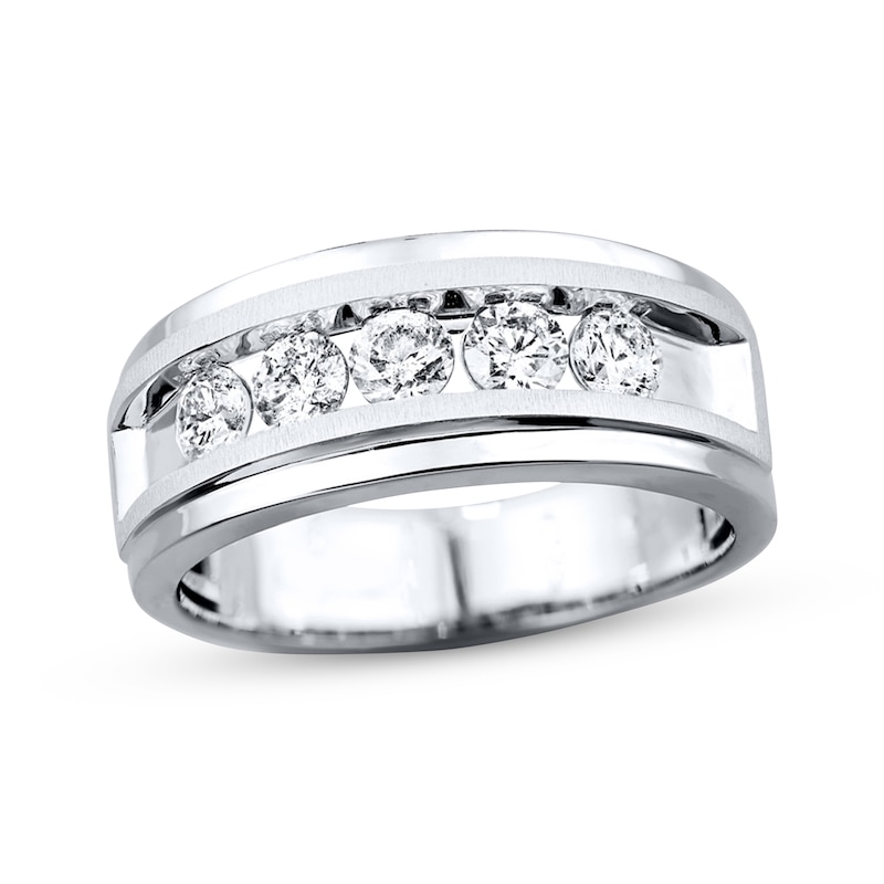Main Image 1 of Now + Forever Men's Wedding Band 1 ct tw Diamonds 10K White Gold