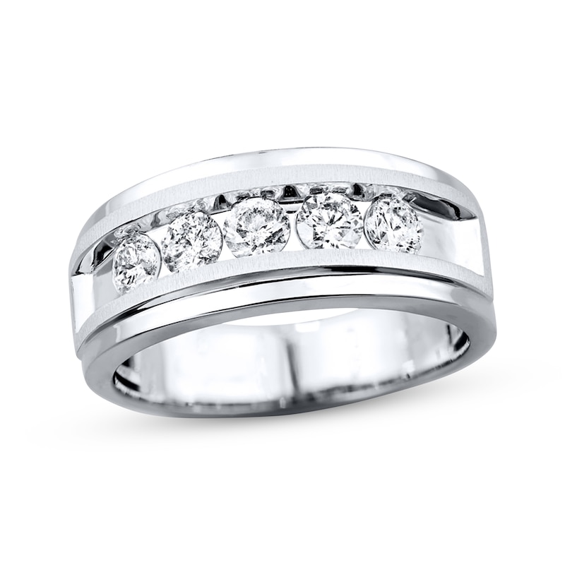 Men's Wedding Band 1 ct tw Diamonds 10K White Gold