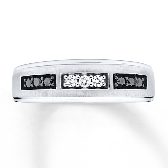 One piece Mens 14 karat white gold wide diamond band ring – LUCKY JEWELERS