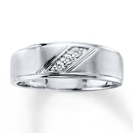 Now + Forever Men's Diamond Wedding Band 1/10 ct tw 10K White Gold