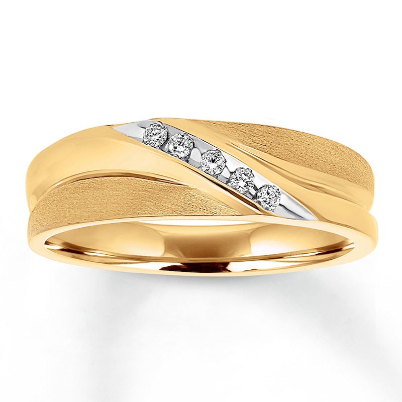 Men's Diamond Wedding Band 1/15 ct tw 10K Yellow Gold