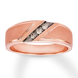 Now + Forever Men's Wedding Band 1/10 ct tw Diamonds 10K Rose Gold