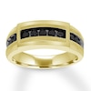 Thumbnail Image 0 of Men's Black Diamond Ring 1/2 ct tw Round-cut 10K Yellow Gold