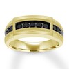 Thumbnail Image 0 of Men's Black Diamond Ring 1/2 ct tw Round-cut 10K Yellow Gold