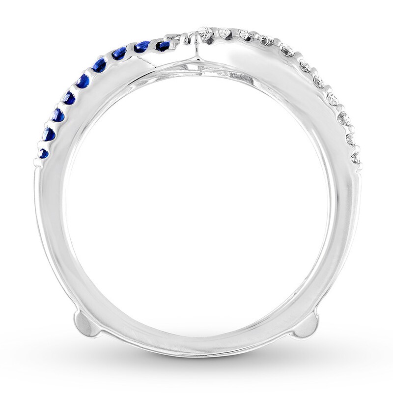 Sapphire Enhancer Ring 1/2 ct tw Diamonds 14K White Gold