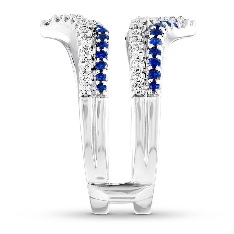Sapphire Enhancer Ring 1/2 ct tw Diamonds 14K White Gold
