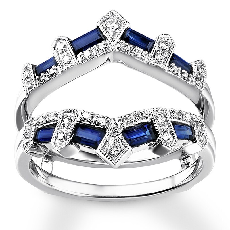 Sapphire Enhancer Ring 1 6 Ct Tw Diamonds 14k White Gold Kay