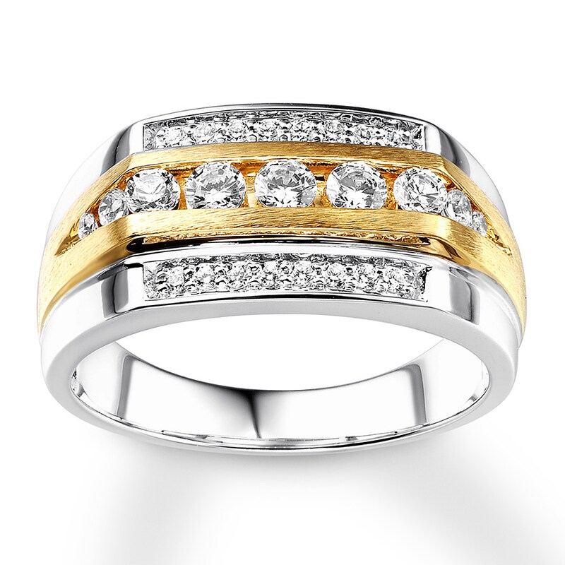Men S Diamond Wedding Band 3 4 Ct Tw 10k Two Tone Gold Mens
