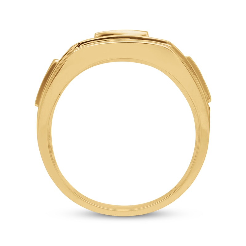 Main Image 2 of Men's Brown & White Diamond Band 1 ct tw 10K Yellow Gold