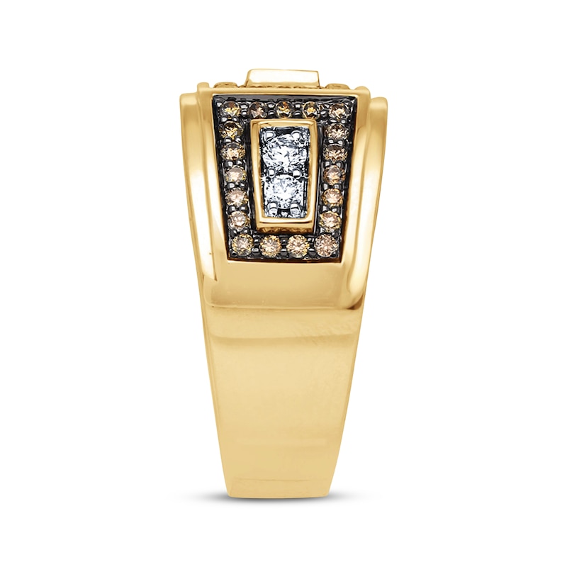 Main Image 3 of Men's Brown & White Diamond Band 1 ct tw 10K Yellow Gold