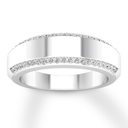 Now + Forever Men's Diamond Wedding Band 1/3 ct tw Round-cut 14K White Gold