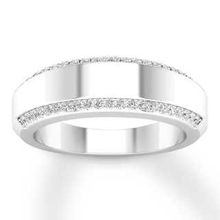 Now + Forever Men's Diamond Wedding Band 1/3 ct tw Round-cut 14K White Gold