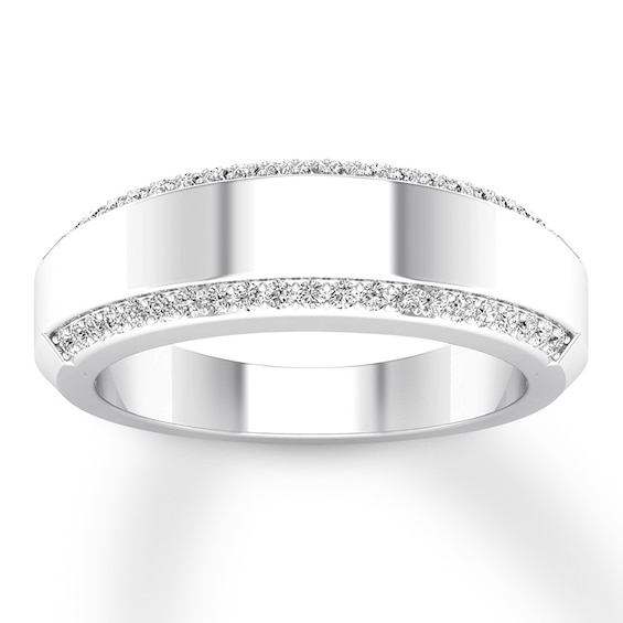 Now + Forever Men's Diamond Wedding Band 1/3 ct tw Round-cut 14K White Gold