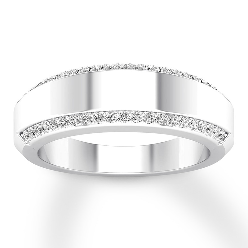 Main Image 1 of Now + Forever Men's Diamond Wedding Band 1/3 ct tw Round-cut 14K White Gold