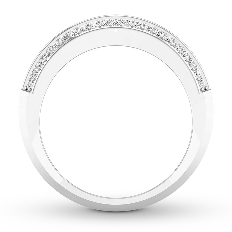 Main Image 2 of Now + Forever Men's Diamond Wedding Band 1/3 ct tw Round-cut 14K White Gold