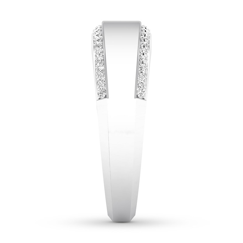 Main Image 3 of Now + Forever Men's Diamond Wedding Band 1/3 ct tw Round-cut 14K White Gold