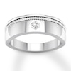 Thumbnail Image 1 of Now + Forever Men's Diamond Solitaire Ring 1/6 ct Round-cut 14K White Gold