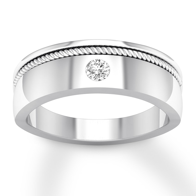 Main Image 1 of Now + Forever Men's Diamond Solitaire Ring 1/6 ct Round-cut 14K White Gold