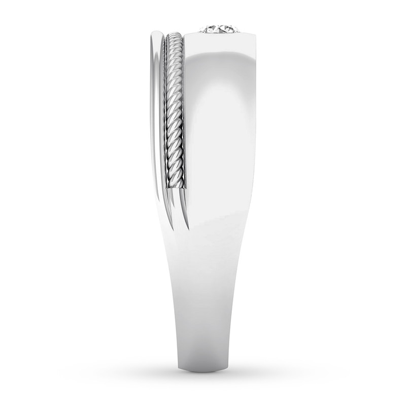 Main Image 3 of Now + Forever Men's Diamond Solitaire Ring 1/6 ct Round-cut 14K White Gold