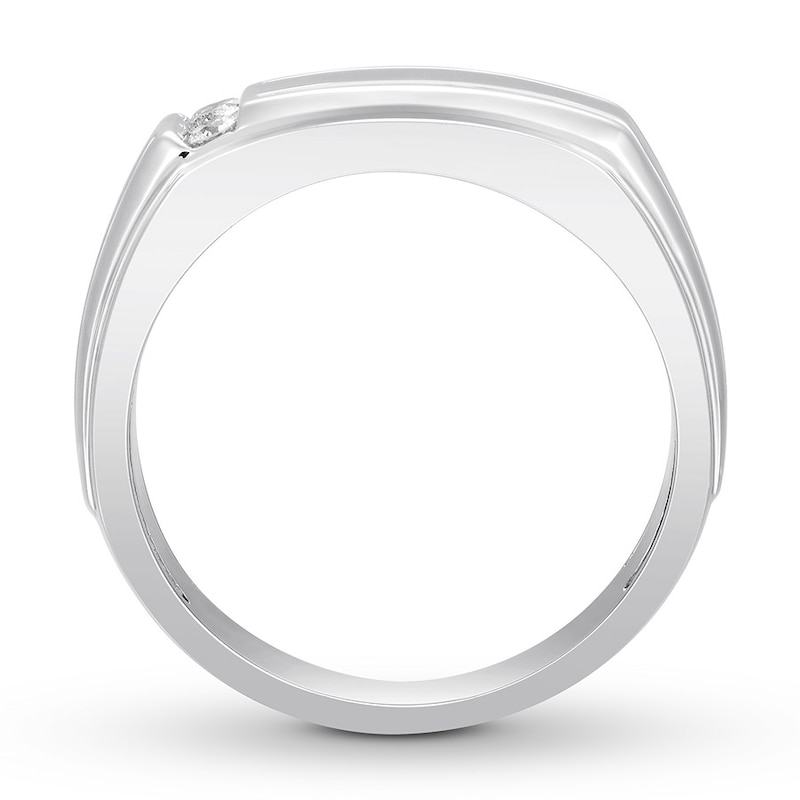 Men's Diamond Wedding Band 1/10 ct tw Round-cut 10K White Gold