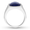 Thumbnail Image 1 of Men's Lab-Created Sapphire Ring With Diamonds Sterling Silver
