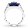 Thumbnail Image 2 of Men's Lab-Created Sapphire Ring With Diamonds Sterling Silver