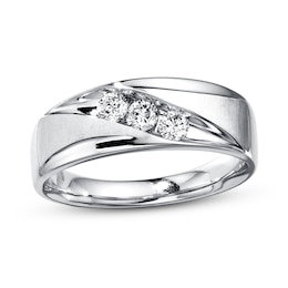 Now + Forever Men's Diamond Wedding Band 1/3 ct tw Round-cut 10K White Gold
