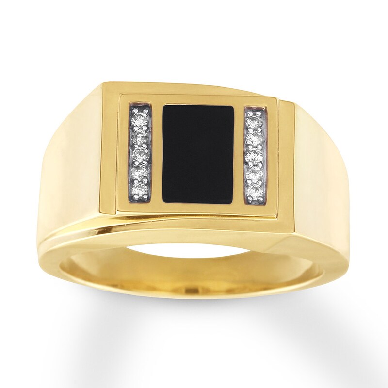 Rings 10k Single Cut Milgrain Brushed Yellow Gold Onyx Diamond Men S Ring Jewelry Rings 10k Single Cut Milgrain Brushed Yellow Gold Onyx Diamond Men S Ring Jewelry
