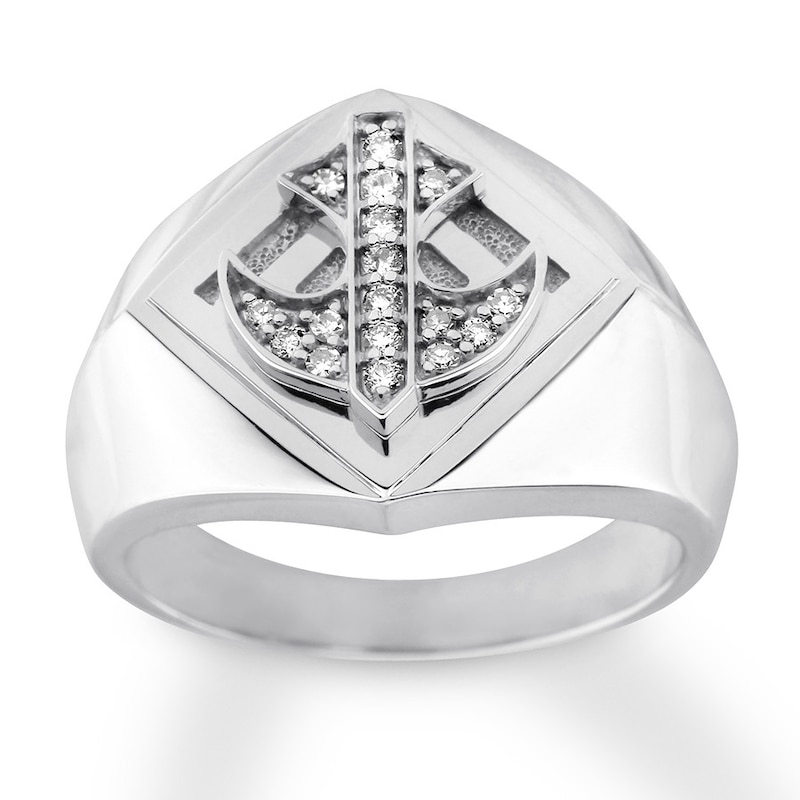 Main Image 1 of Men's Diamond Ring 1/6 Carat tw 10K White Gold