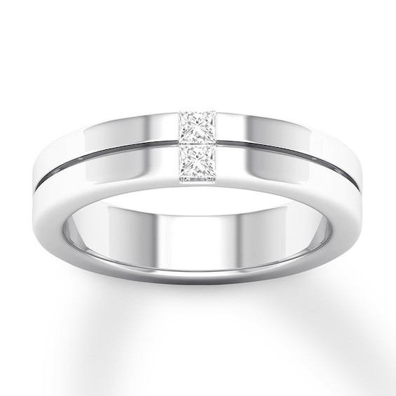 Men's Diamond Wedding Band 1/5 ct tw Square 14K White Gold | Kay