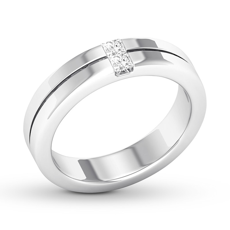 Men's Diamond Wedding Band 1/5 ct tw Square 14K White Gold