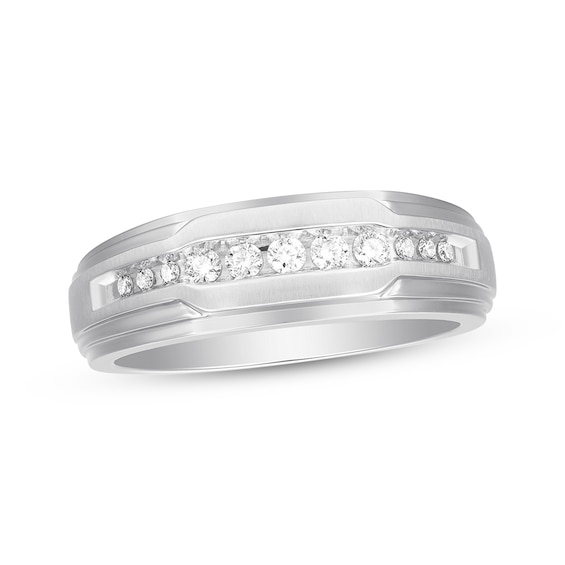 Men's Diamond Wedding Band 1/4 Carat tw 10K White Gold