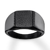 Thumbnail Image 0 of Men's Textured Signet Ring Black Ion-Plated Stainless Steel