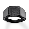 Thumbnail Image 1 of Men's Textured Signet Ring Black Ion-Plated Stainless Steel