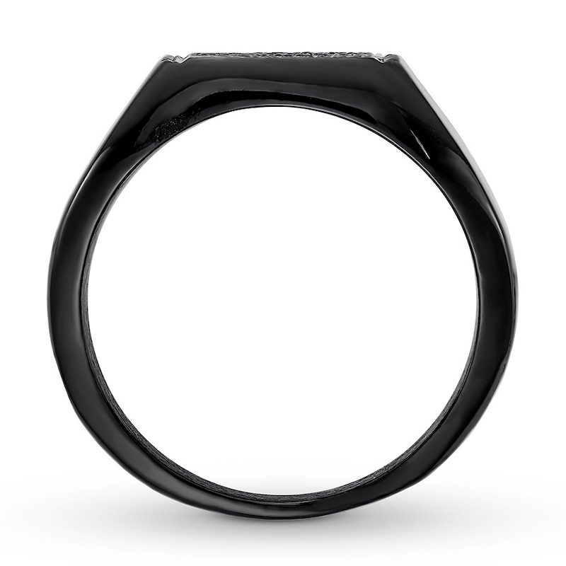 Men's Textured Signet Ring Black Ion-Plated Stainless Steel