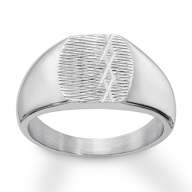 Mens Stainless Steel Textured Ring 
