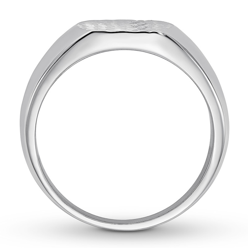 Main Image 2 of Men's Textured Signet Ring Stainless Steel