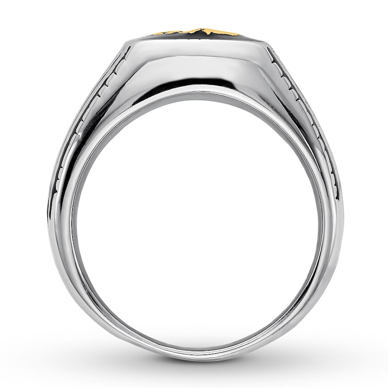 Main Image 2 of Men's Anchor Ring Stainless Steel/Black & Yellow Ion-Plating