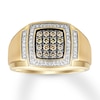 Thumbnail Image 0 of Men's Brown & White Diamond Ring 1/2 ct tw 10K Yellow Gold