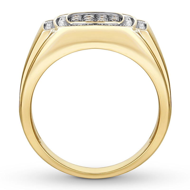 Men's Brown & White Diamond Ring 1/2 ct tw 10K Yellow Gold