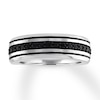 Thumbnail Image 0 of Men's Black Diamond Band 1/2 ct tw Round-cut 14K White Gold