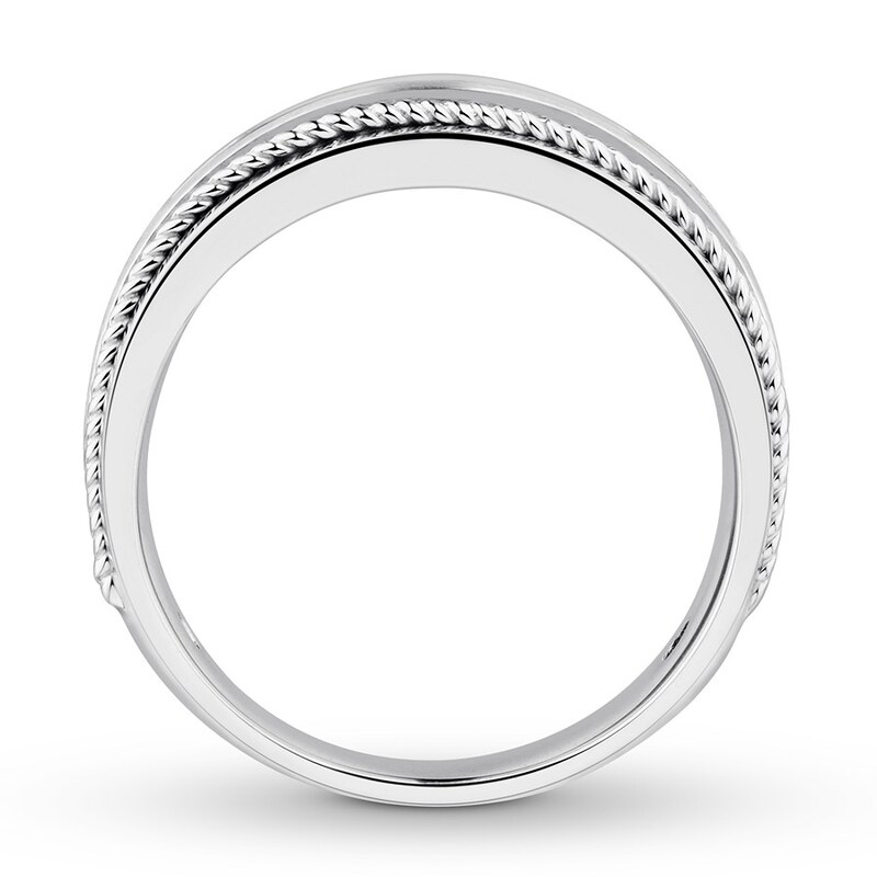 Men's Black Diamond Band 1 ct tw Round-cut 10K White Gold