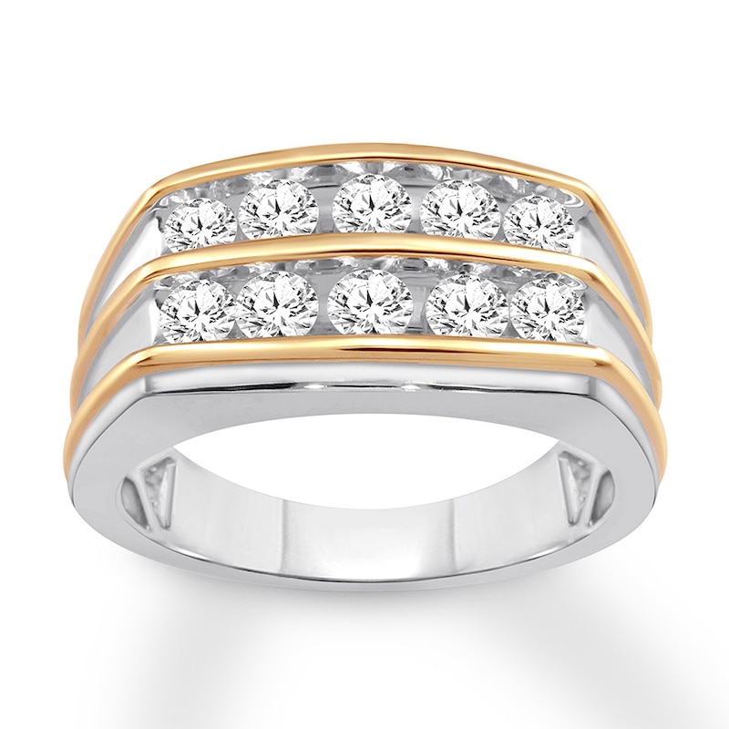 Men's Diamond Band 1 ct tw Round-cut 10K Two-Tone Gold