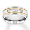 Thumbnail Image 1 of Men's Diamond Wedding Band 1/6 ct tw Stainless Steel