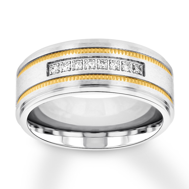 Main Image 1 of Men's Diamond Wedding Band 1/6 ct tw Stainless Steel