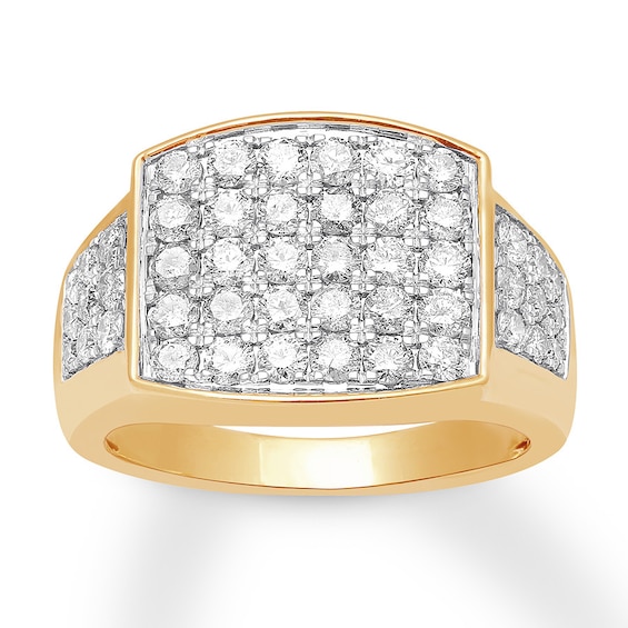 Kay Men's Diamond Ring 2 ct tw Round-cut 10K Yellow Gold