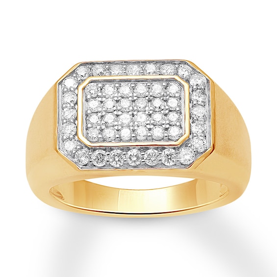 Men's Diamond Ring 1 ct tw Round-cut 10K Yellow Gold | Kay